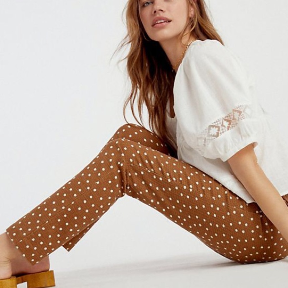 Anthropologie Polka Dots Slim Pants
